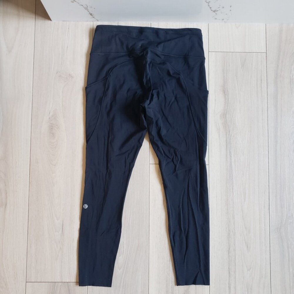 Lululemon Leggings Fast Free 7/8 Tight II Womens 10 Black Nulux 25"